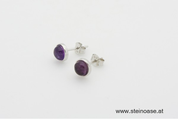 Ohrstecker Amethyst Cabochon Silber 6mm